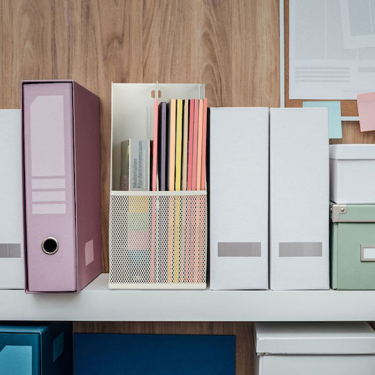 Relaxdays Organizator Vertical Pentru Dosare 2 Compartimente Alb