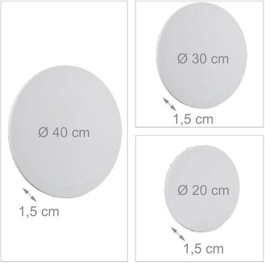 Relaxdays Set 6 Round Canvases White 40x1.5x40 Cm