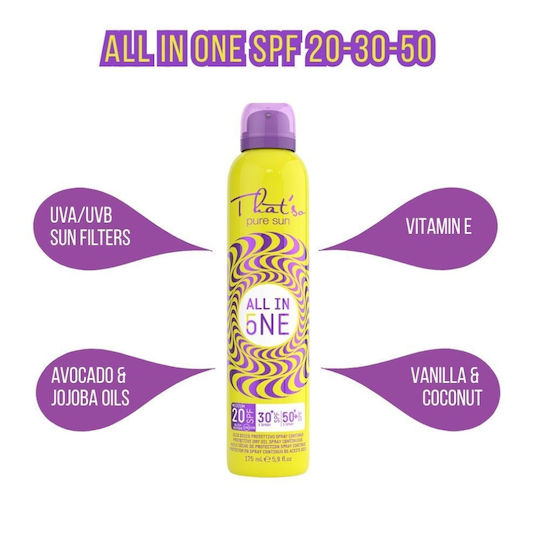 That'so Pure Sun Αδιάβροχο Αντηλιακό Λάδι Σώματος SPF20 σε Spray 175ml