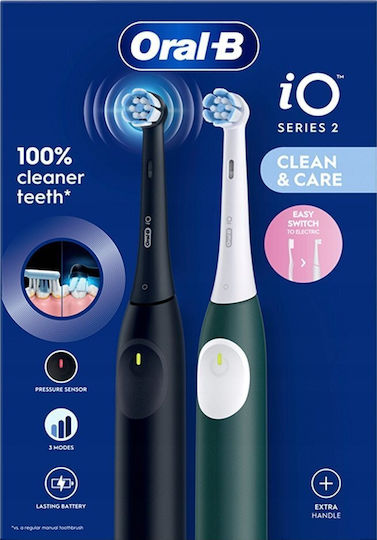 Oral-B Io Series 2 Ηλεκτρική Οδοντόβουρτσα με Αισθητήρα Πίεσης και Θήκη Ταξιδίου Μαύρη