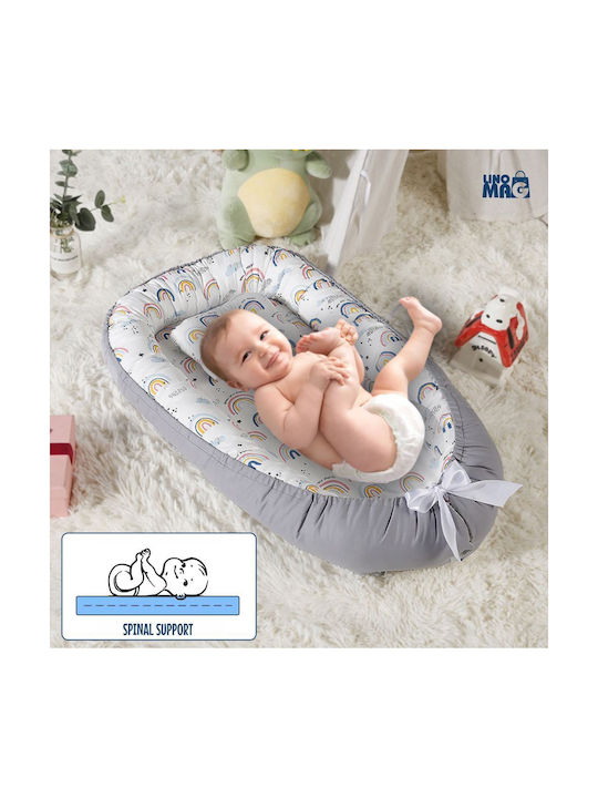 Linomag Pernă pentru bebeluși în formă de cuib White/light Gray 55x90buc