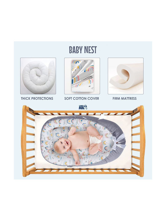 Linomag Pernă pentru bebeluși în formă de cuib White/light Gray 55x90buc