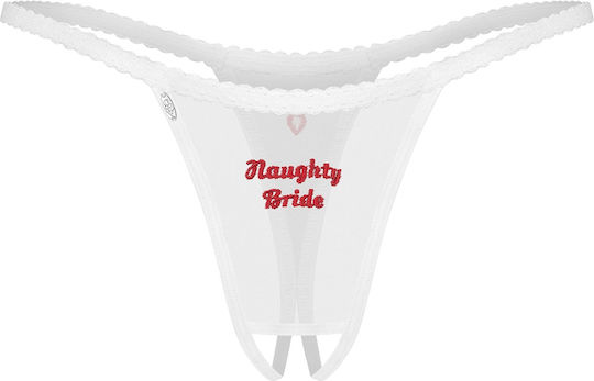 Λευκό Στρινγκ Κέντημα Obsessive Weddya Bride Crotchless Thong Ean 5901688269848