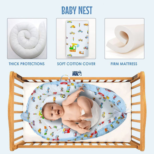 Linomag Pernă pentru bebeluși în formă de cuib White/pale Blue 55x90buc