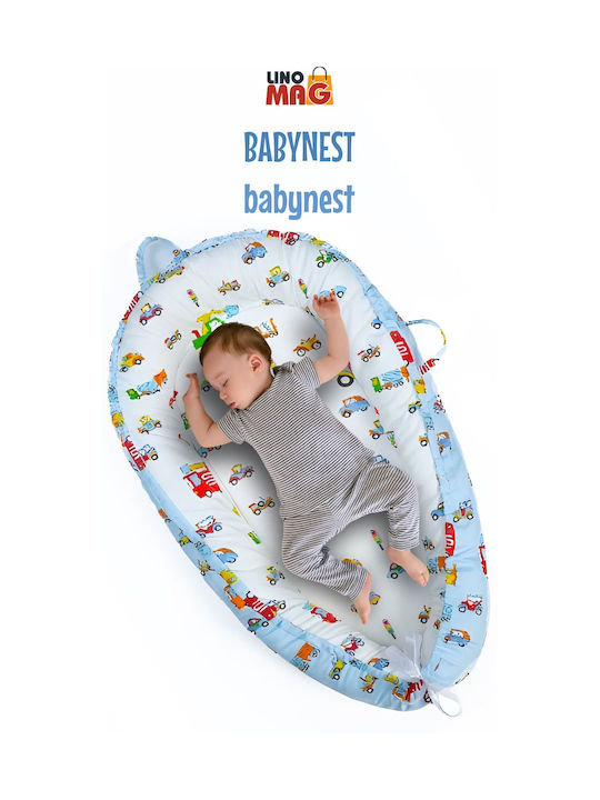 Linomag Baby Nestkissen White/pale Blue 55x90cm
