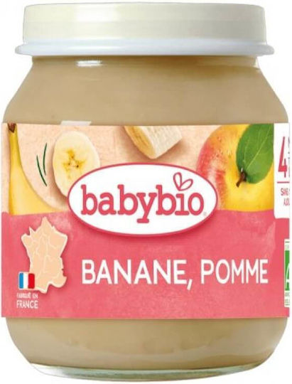 Babybio Φρουτόκρεμα με Γεύση Μήλο & Μπανάνα Χωρίς Προσθήκη Ζάχαρης 130gr για 4+ Μηνών