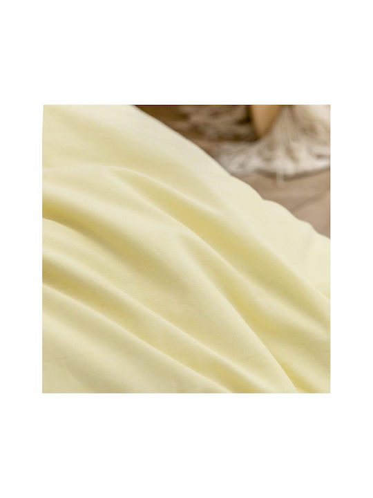 SteweHome Cotton Duvet Cover Set 180x220cm Double With Pillowcase Ecru