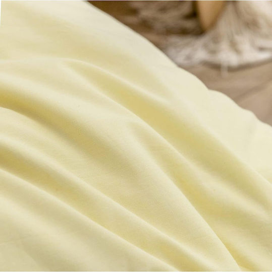SteweHome Cotton Duvet Cover Set 180x220cm Double With Pillowcase Ecru