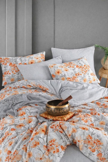 SteweHome Σετ Παπλωματοθήκη Βαμβακερή 200x230cm Διπλή με 2 Μαξιλαροθήκες & 1 Σεντόνι Γκρι