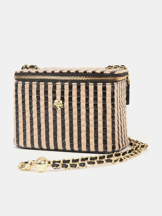 Mini Straw Bag Striped Size One Size Beige
