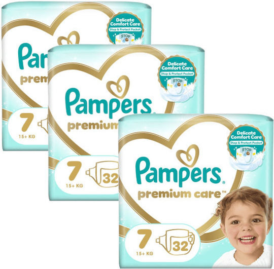 Pampers Tape Diapers Premium Care No. 7 for 15+kg 96pcs