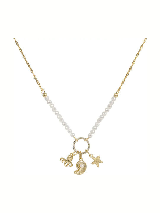 Vergoldete Silberschmuck Halskette mit Perlen