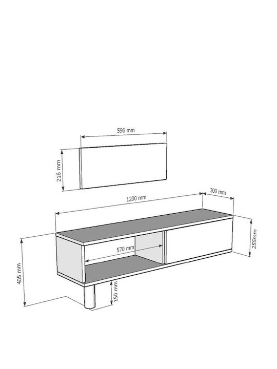 Έπιπλο Τηλεόρασης Μαύρο Μ120xΠ30xΥ41cm