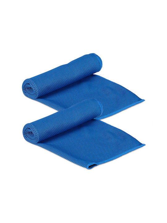 Relaxdays Cooling Towel Set 2 Pieces 90x30cm Blue Transparent Grey Relaxdays Cooling Towel Set 2 Pieces 90x30cm Blue Transparent Grey