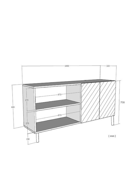 Έπιπλο Τηλεόρασης Καφέ Μ180xΠ32xΥ15cm