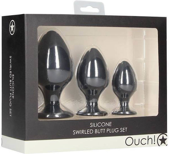 Shots Swirled Butt Analspielzeug Set Schwarz 3 Stück