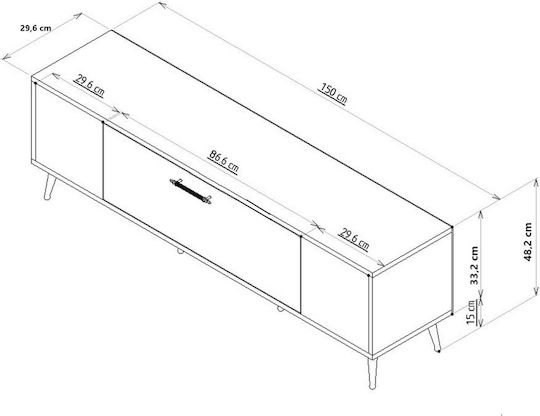 Έπιπλο TV Επιδαπέδιο Χρυσό 150x30x48εκ.