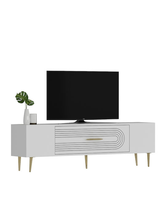 TV Stand Made of Metal & Wood Gold L150xD30xH48cm