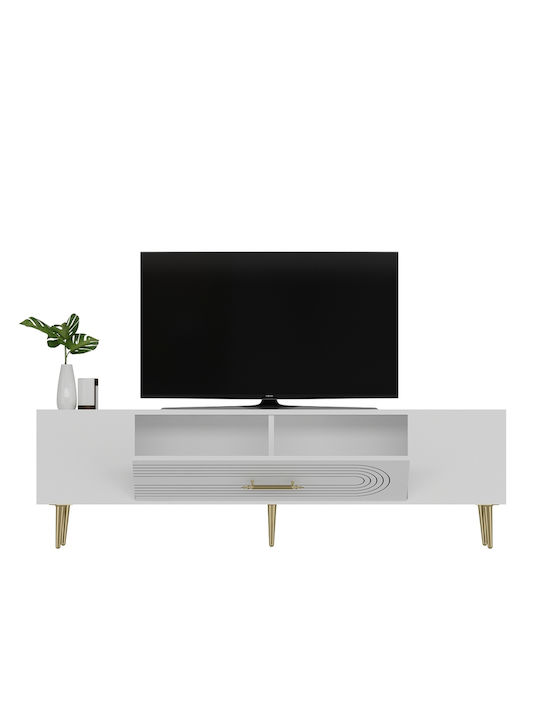 TV Stand Made of Metal & Wood Gold L150xD30xH48cm