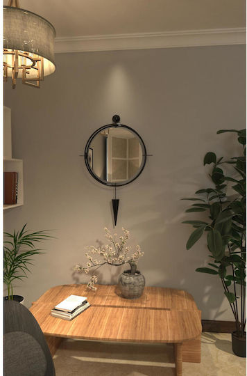 SteweHome Wall Mirror with Gold Metallic Frame & LED Lighting Diameter 60cm