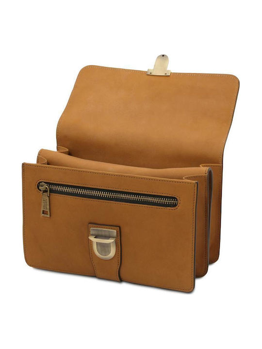 Leather Men's Handbag Beige