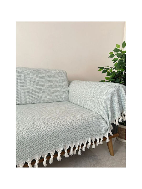 SteweHome Ριχτάρι Τριθέσιου Καναπέ Πλεκτό 180x300εκ. Πράσινο