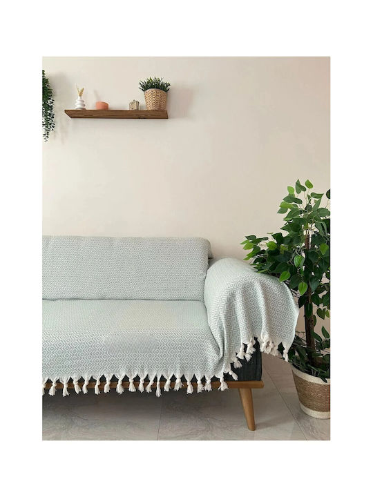 SteweHome Ριχτάρι Τριθέσιου Καναπέ Πλεκτό 180x300εκ. Πράσινο