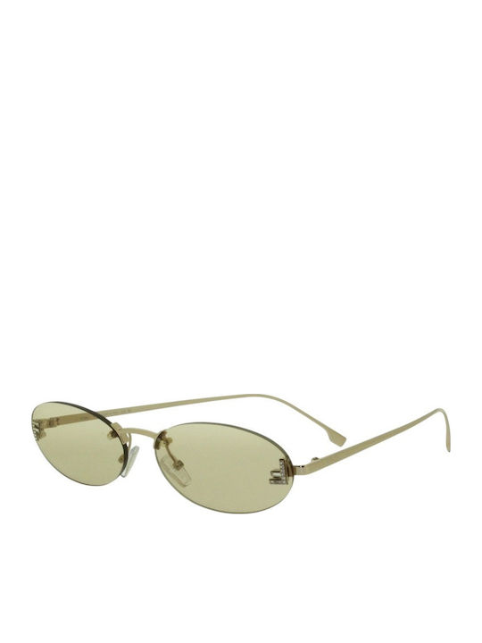 Fendi Unisex Ochelari de soare cu Auriu Cadru și Roz Oglindă Lentilă
