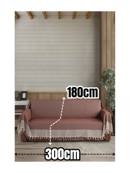 SteweHome Ριχτάρι Τριθέσιου Καναπέ 180x300εκ. Ροζ
