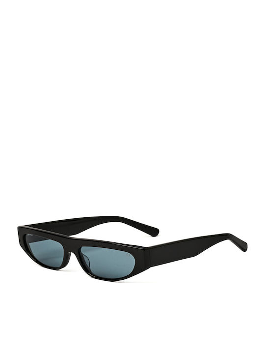 AV Sunglasses Damen Sonnenbrillen mit Blauem Horn umrandetem Rahmen und Blauen Gläser