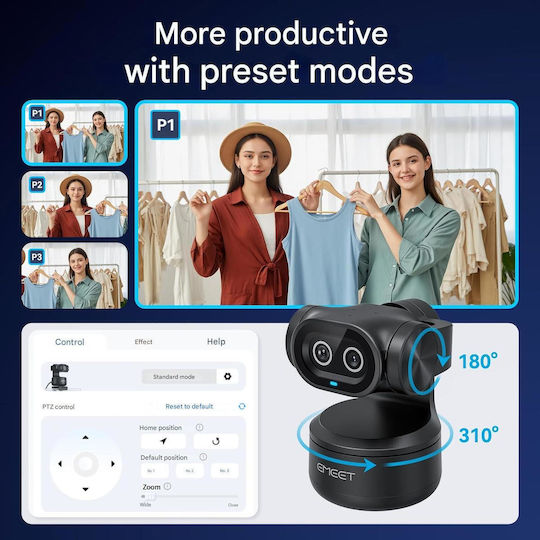 Emeet Pixy Dual AI Web Camera 4K 60FPS με Autofocus