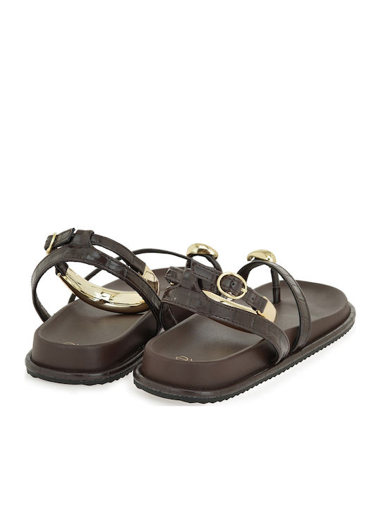 Damen Flache Sandalen Braun