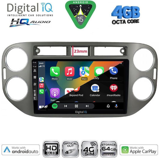 Digital IQ Car Audio System for Volkswagen Tiguan 2011-2016 (Bluetooth/USB/WiFi/GPS/Apple CarPlay/Android Auto) with 9" Touch Screen
