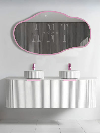 SteweHome Asymmetrical Bathroom Mirror from MDF 75x40cm Pink