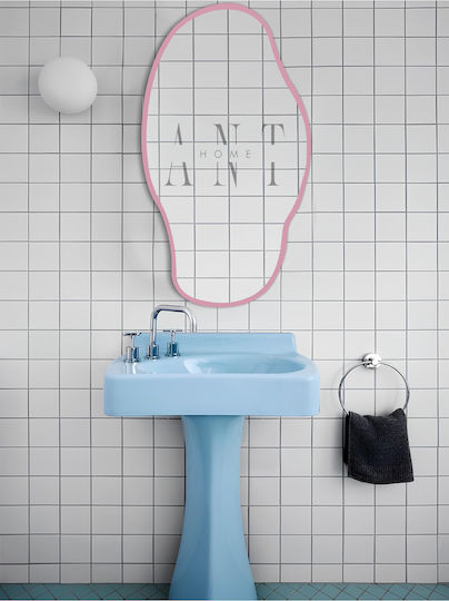 SteweHome Asymmetrical Bathroom Mirror from MDF 75x40cm Pink