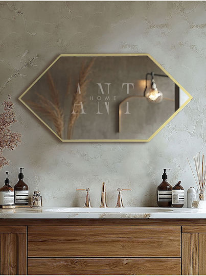 SteweHome Καθρέπτης Μπάνιου από MDF 80x40cm Χρυσός