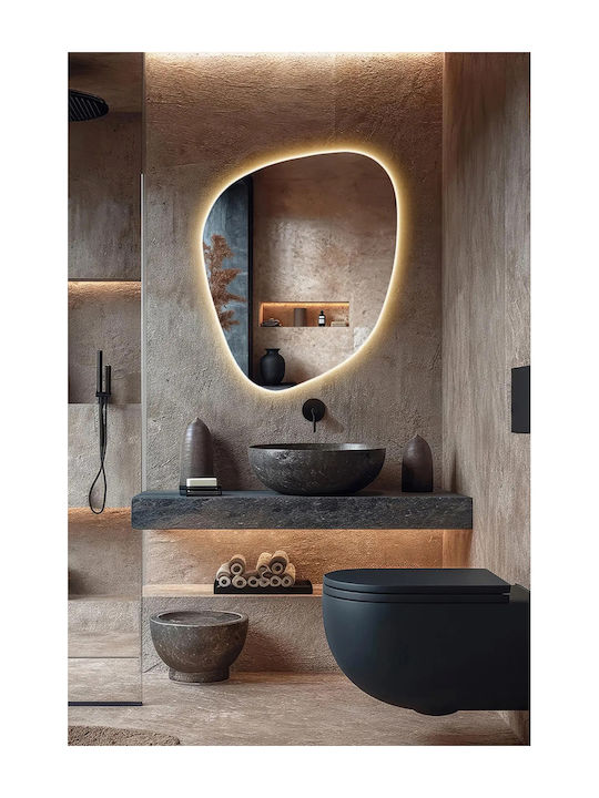 SteweHome Oglindă de Baie cu Lumini LED 70x55cm Galben
