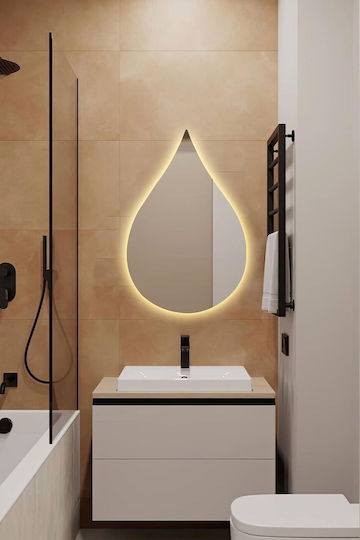 SteweHome Oglindă de Baie cu Lumini LED din MDF 100x65cm Galben