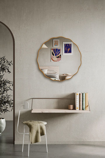 SteweHome Asymmetrical Bathroom Mirror 80x80cm Gold