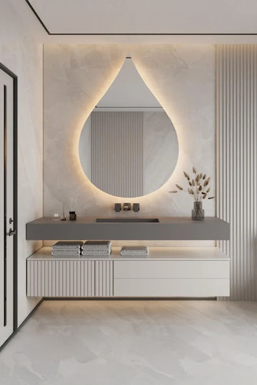 SteweHome Огледало за баня LED от MDF 80x50см Жълто
