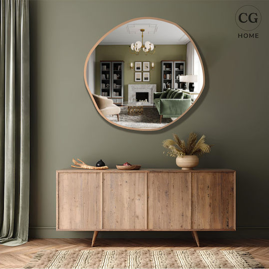 SteweHome Ασύμμετρος Καθρέπτης Μπάνιου από MDF 80x80cm Μπρονζέ