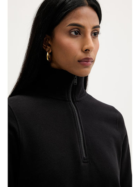 Damen Bluse mit Reißverschluss Schwarz
