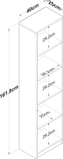 White Bookcase 40x25x161.8cm
