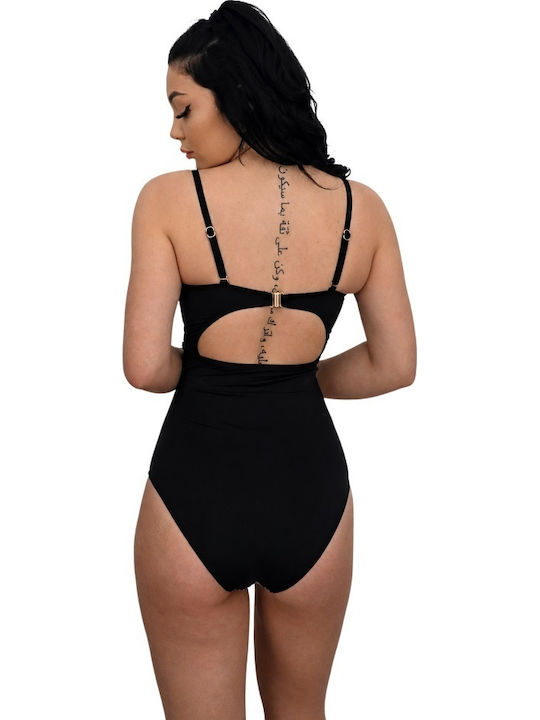 Ein Stück Badeanzug Push-Up Tierdruck Schwarz Aztek
