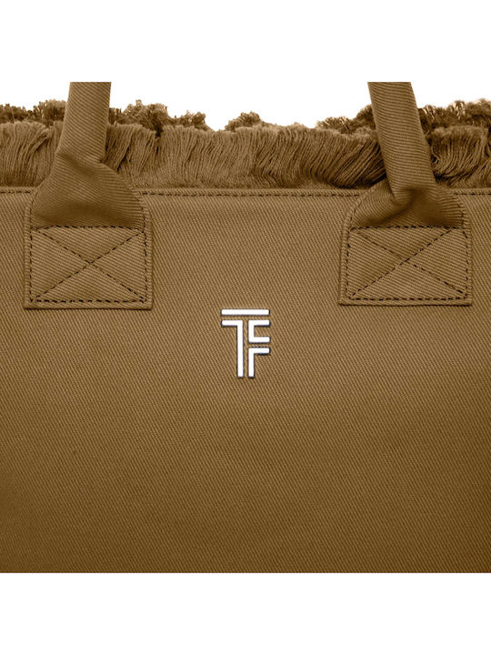 Feel & Touch Caribbean Υφασμάτινη Τσάντα Θαλάσσης Καφέ