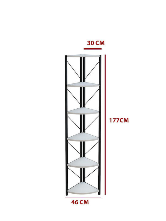 Γωνιακή Βιβλιοθήκη Μεταλλική 46x30x177εκ.