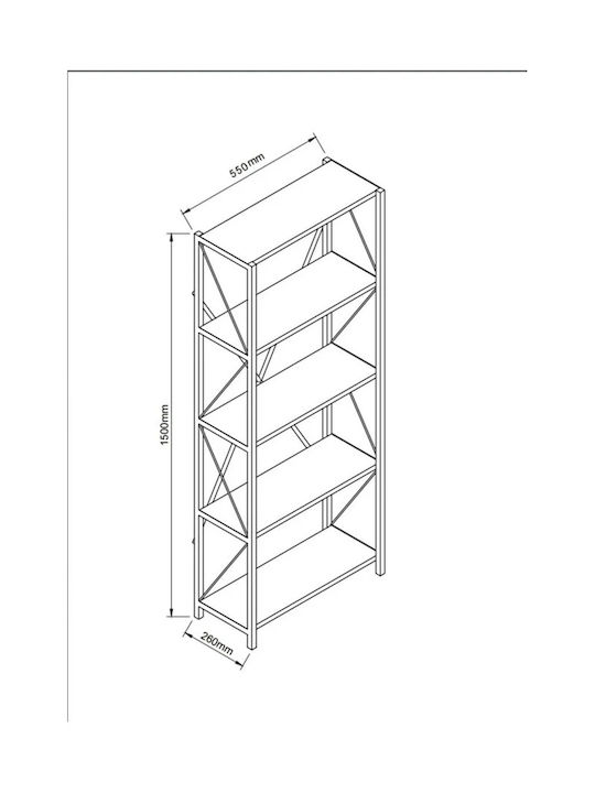 Brown Bookcase 52x25x150cm