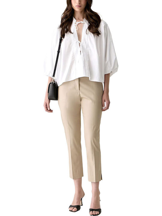 Women's Capri Chino Cotton Trousers Beige