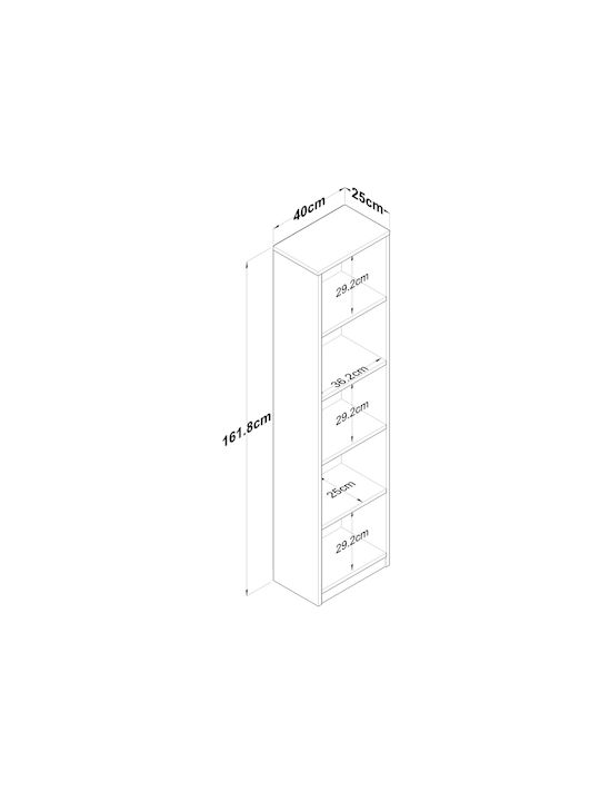 Βιβλιοθήκη Λευκή 40x25x161.8εκ.