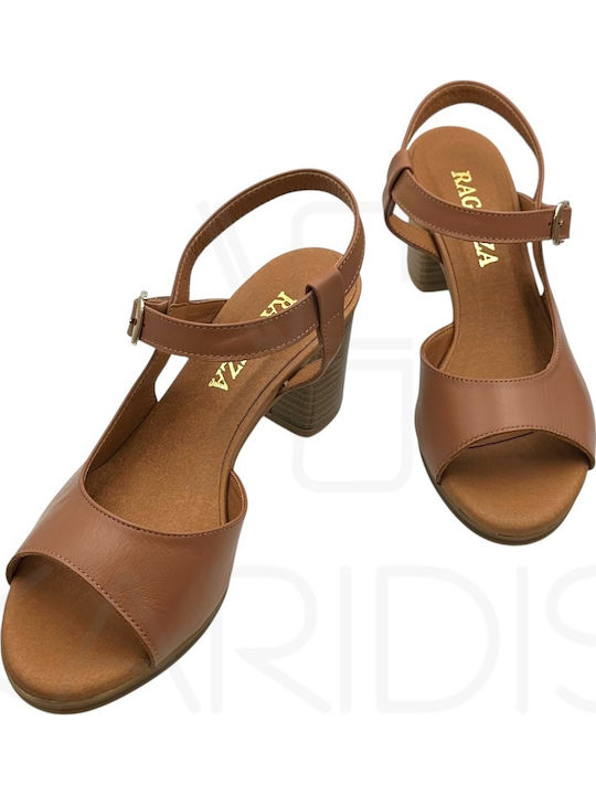 Damen Sandalen Mit Leder Tabac Braun